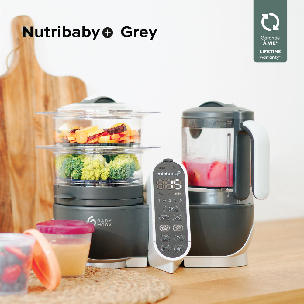 Babymoov Nutribaby(+) 6-in-1 Multi-purpose Baby Food Processor - Industrial Grey (Free Gift: Babybols X 3)