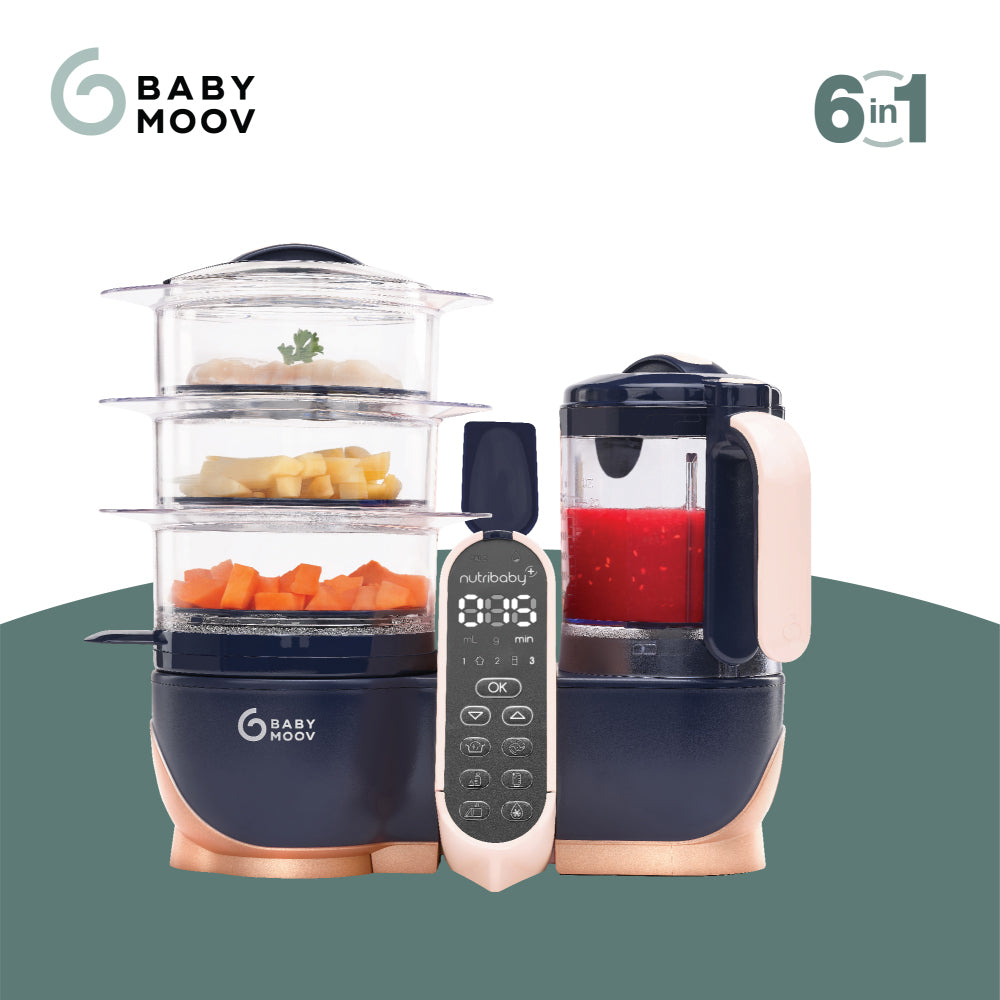 Babymoov Nutribaby(+) XL Large Capacity 6-in-1 Multi-Purpose Food Processor - Copper/Navy(Free Gift: Babybols X 3)