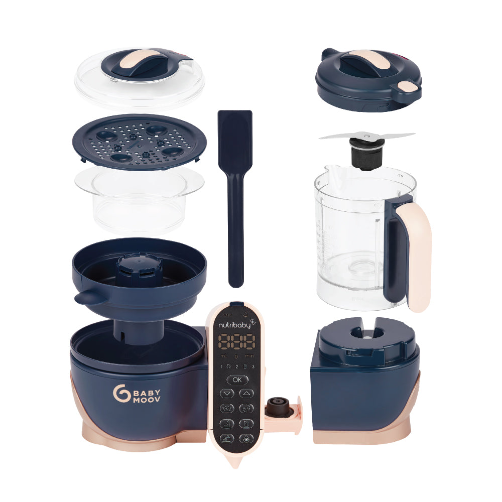 Babymoov Nutribaby(+) XL Large Capacity 6-in-1 Multi-Purpose Food Processor - Copper/Navy(Free Gift: Babybols X 3)