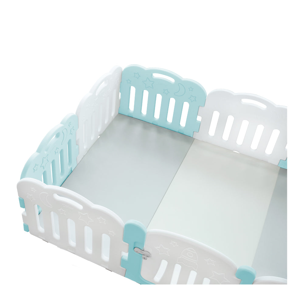 Caraz 9+1 Kibel Baby Room and Play Mat Set with Panel Holders - Cool Mint + White