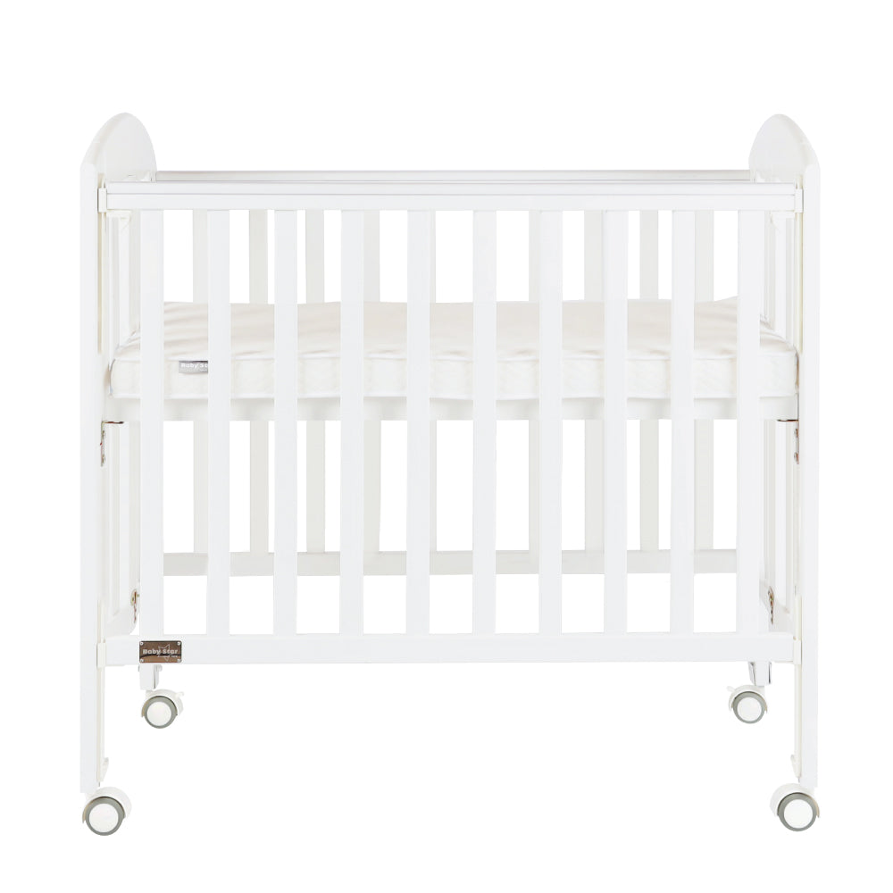 Baby Star Easi Foldable Baby Cot with 2" Mattress - White / New Zealand Pine