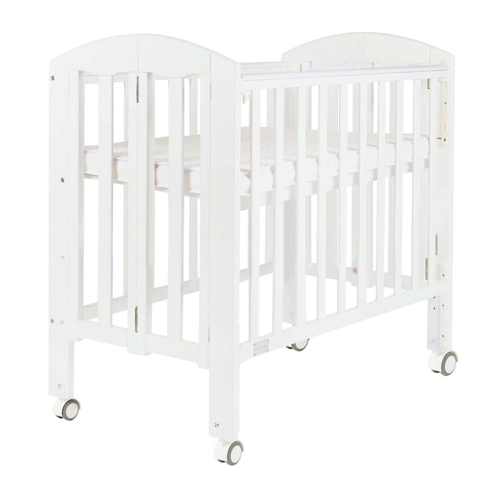 Baby Star Easi Foldable Baby Cot with 2" Mattress - White / New Zealand Pine