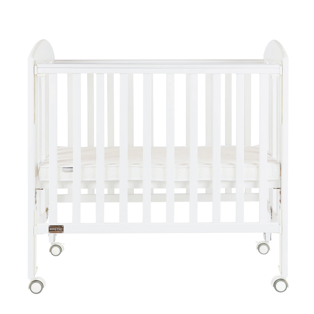 Baby Star Easi Foldable Baby Cot with 2" Mattress - White / New Zealand Pine