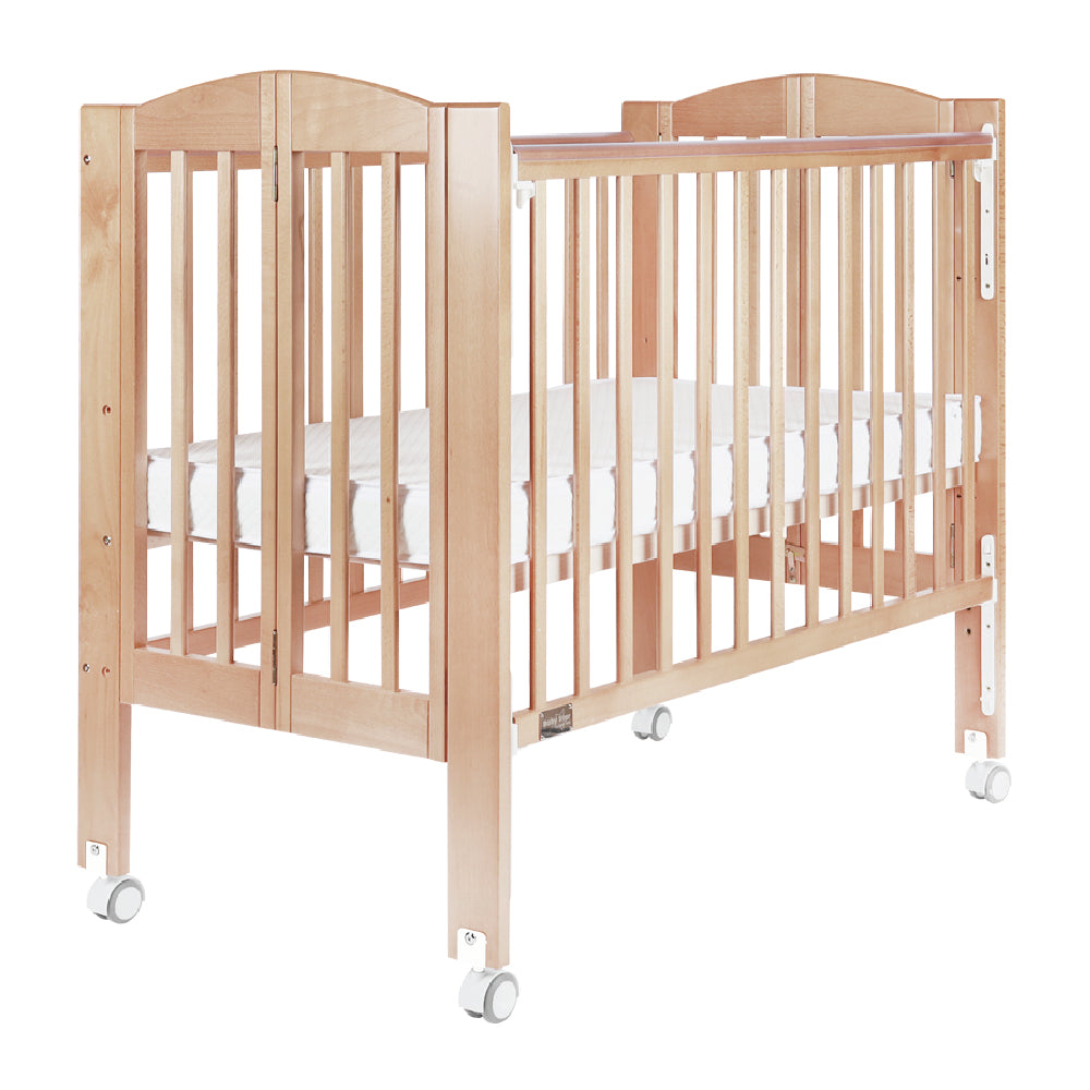 Baby Star Huggy Foldable Baby Cot with 3" Mattress - Natural / European Beech