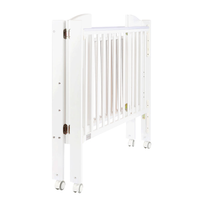 Baby Star Huggy Foldable Baby Cot with 3" Mattress - White / European Beech