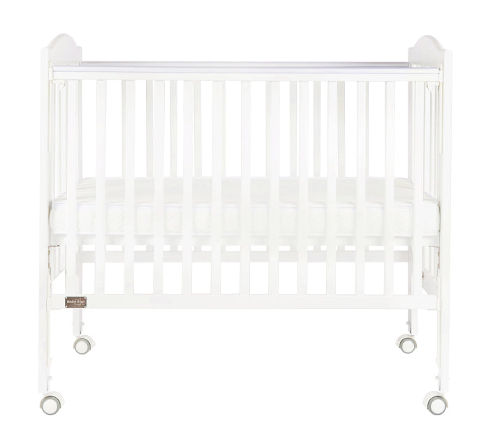 Baby Star Huggy Foldable Baby Cot with 3" Mattress - White / European Beech