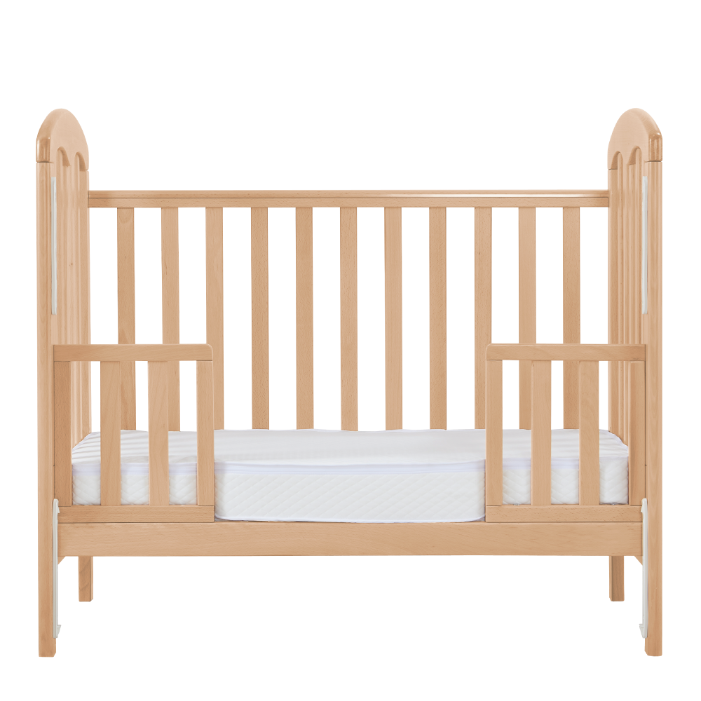 Baby Star Cozzi+ Baby Cot (Toddler Bed) with 4" Mattress - Natural / European Beech