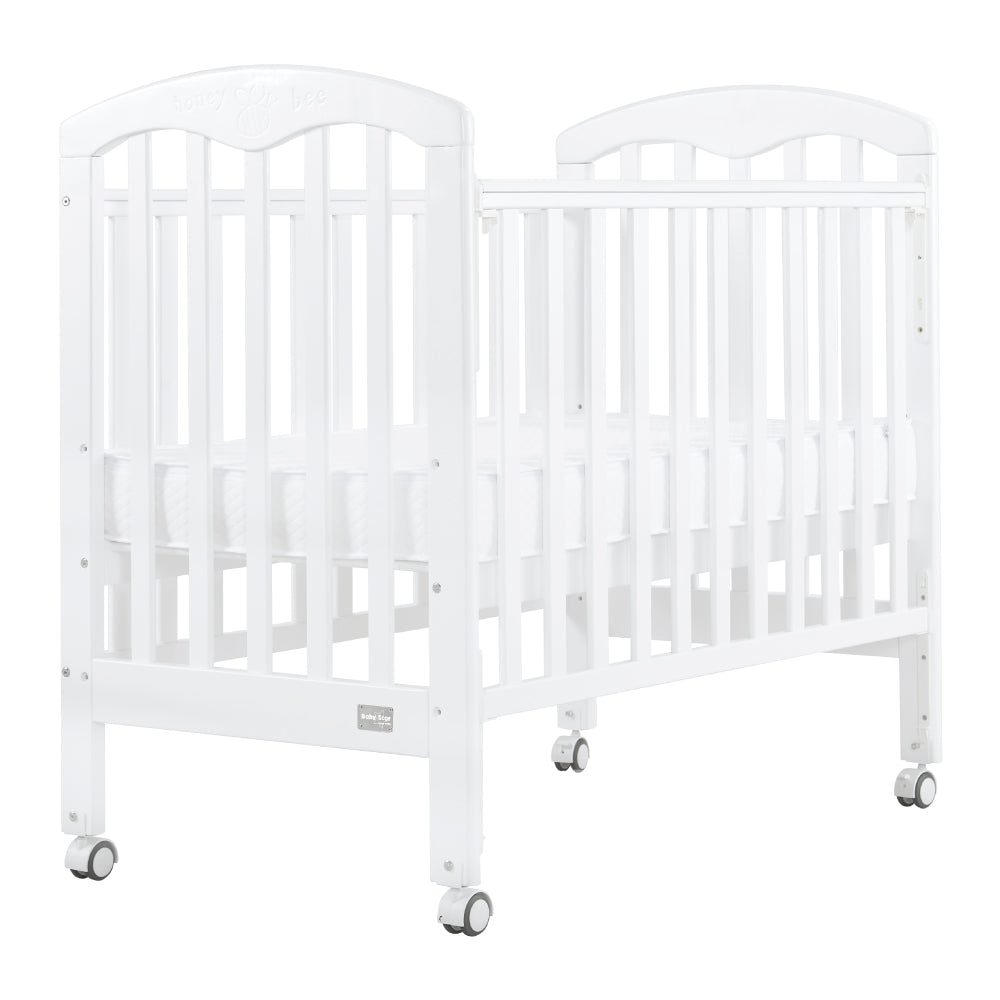 Baby Star Cozzi+ Baby Cot (Toddler Bed) with 4" Mattress - White / European Beech