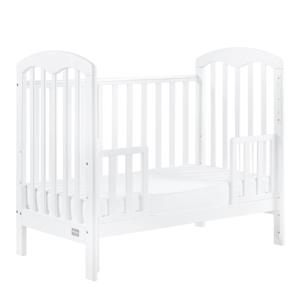 Baby Star Cozzi+ Baby Cot (Toddler Bed) with 4" Mattress - White / European Beech