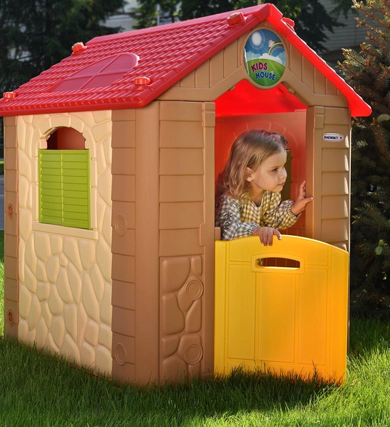 Haenim Toy Fun Park Kids Playhouse - Brown/Red **