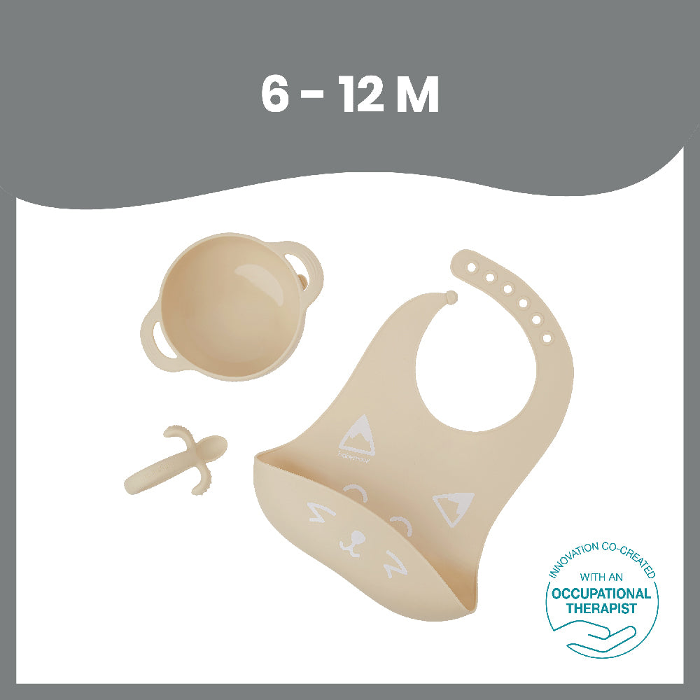 Babymoov First'Isy 3-Piece Silicone Bowl, Spoon & Bib Baby Weaning Set