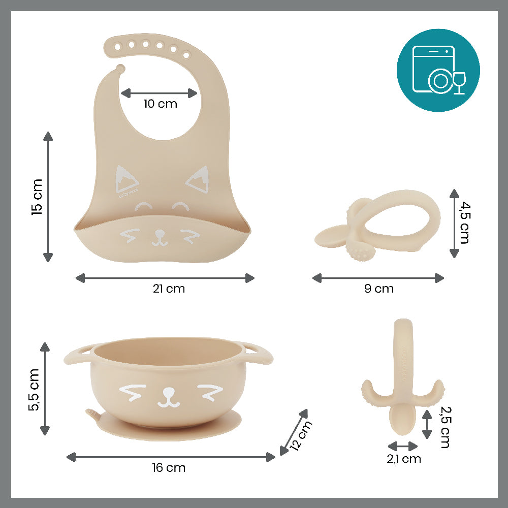 Babymoov First'Isy 3-Piece Silicone Bowl, Spoon & Bib Baby Weaning Set