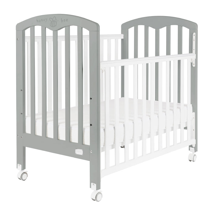 Baby Star Cozzi Baby Cot with 4" Mattress - Grey / European Beech **