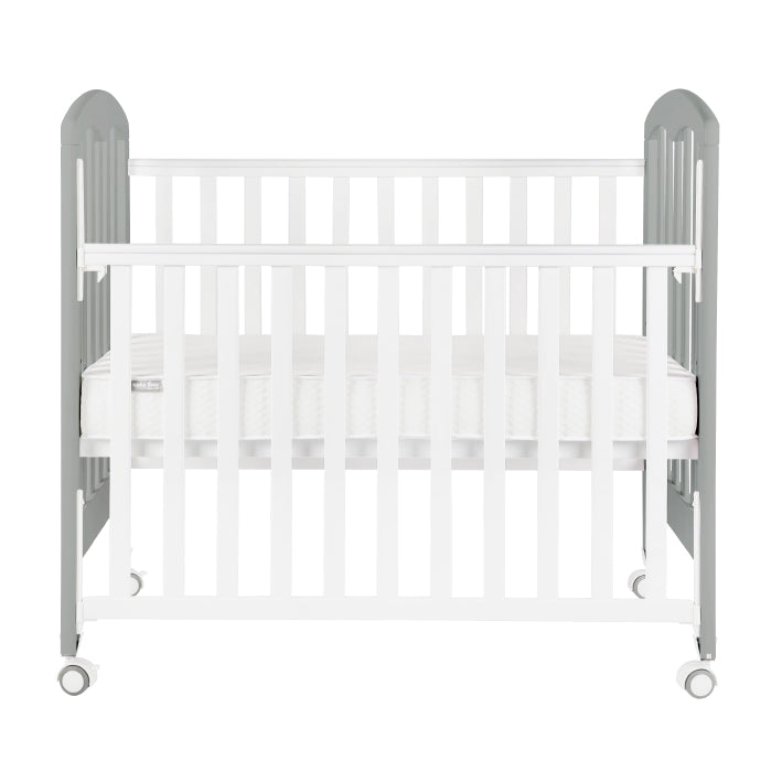 Baby Star Cozzi Baby Cot with 4" Mattress - Grey / European Beech **