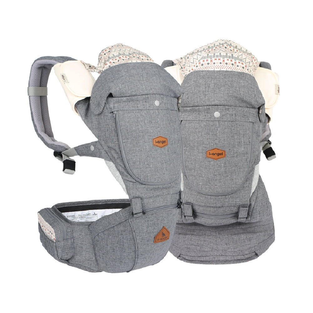 i-angel 4-in-1 New Miracle Hip Seat + Carrier - Melange Grey