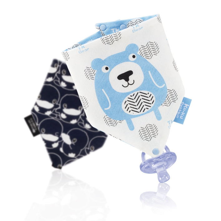 KUKU Pacifier Bandana Bib - Cool Bear